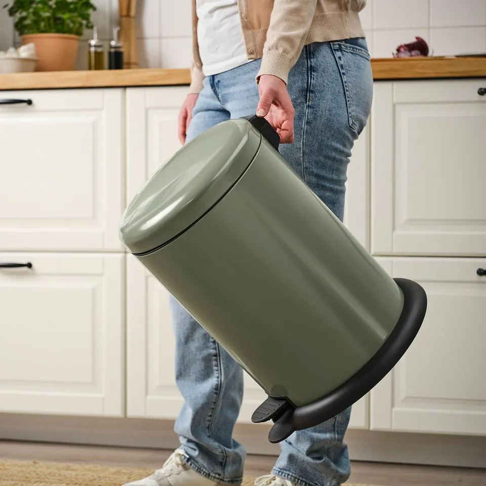 GÅNGSKYFFEL Pedal bin, grey-green, 18 l