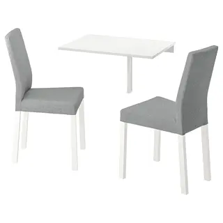 NORBERG / KÄTTIL table and 2 chairs, white/Knisa light grey, 74 cm