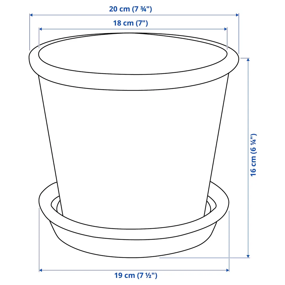 Illustration with measurements for the product: MUSKOTBLOMMA.