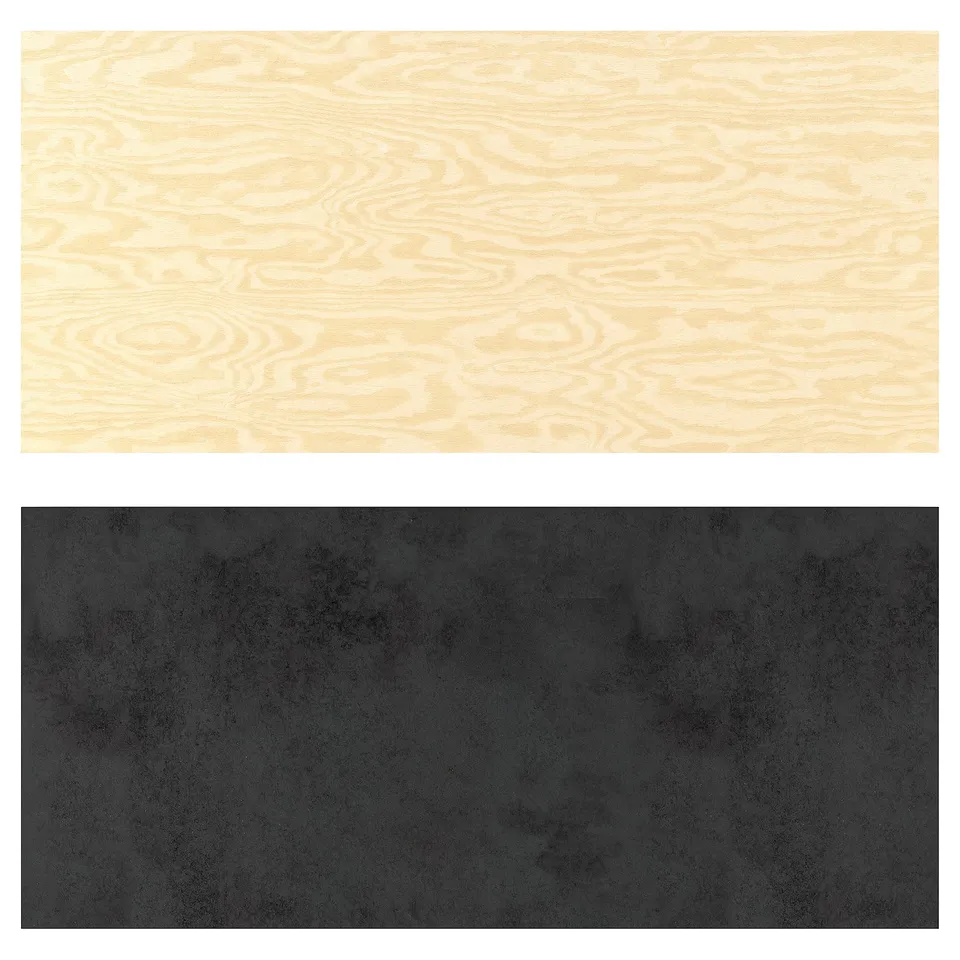 Two LYSEKIL wall panels, light wood, dark grey, high-pressure laminate, rectangular, decorative.