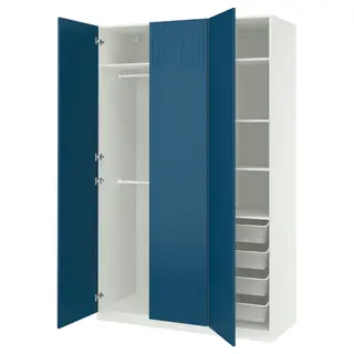 PAX / FYRUDDEN wardrobe combination, white/blue, 150x60x236 cm