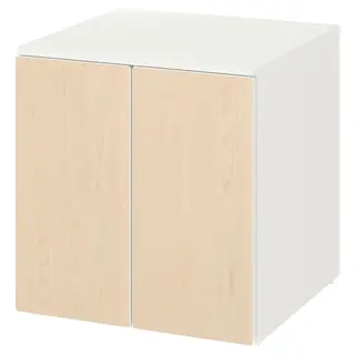 SMÅSTAD / PLATSA cabinet, white birch/with 1 shelf, 60x57x63 cm
