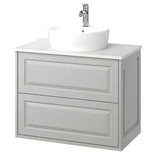 TÄNNFORSEN / TÖRNVIKEN wash-stnd w drawers/wash-basin/tap, light grey/white marble effect, Width 82.0 x Depth 49.0 x Height 78.8 cm