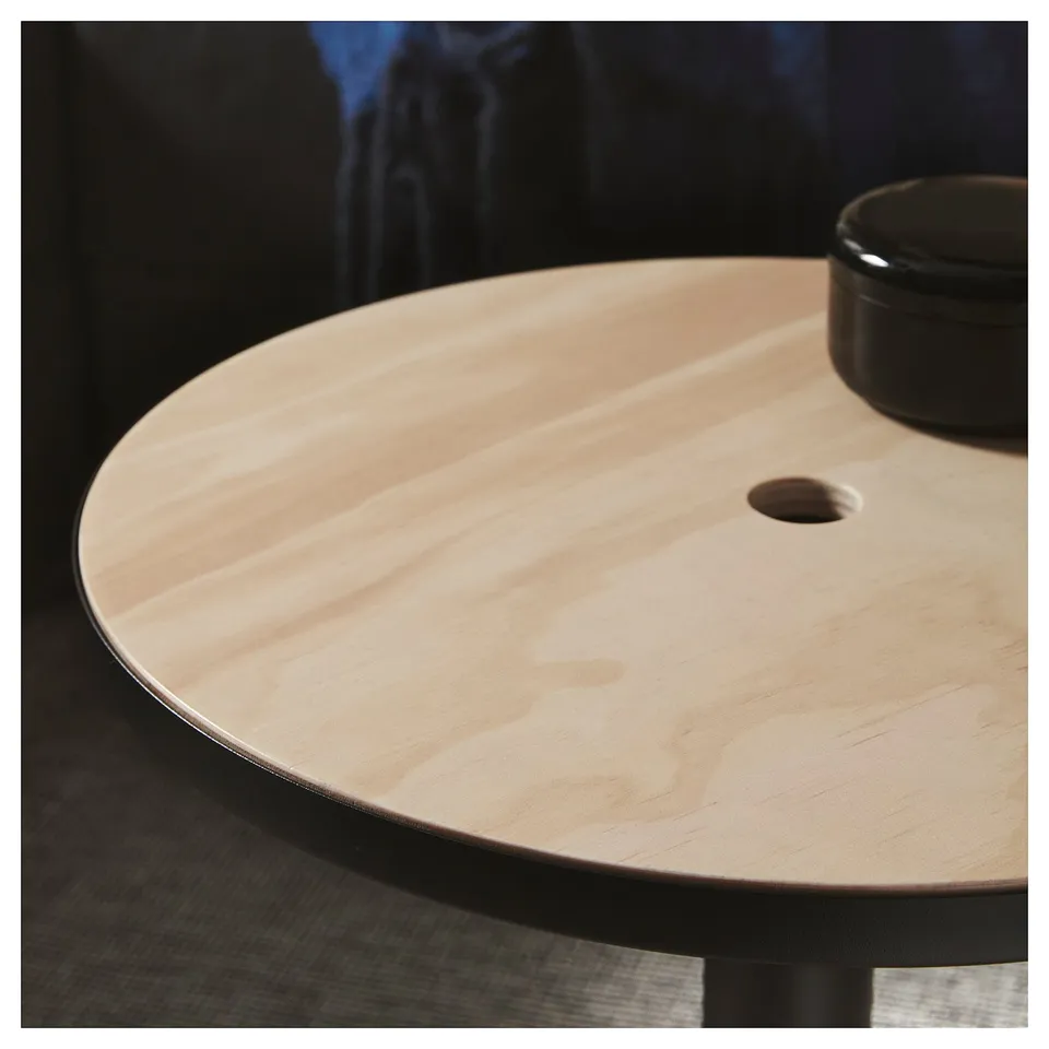 GRIMSARBO Side table, pine plywood/black