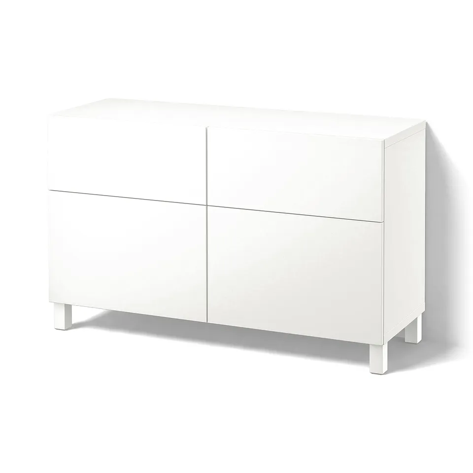 BESTÅ Storage combination w doors/drawers, white/Lappviken/Stubbarp white, 120x42x74 cm