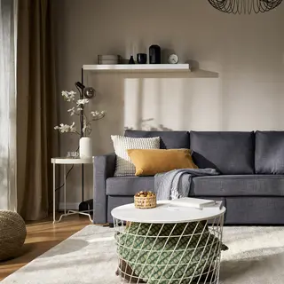 FRIHETEN/GLADOM set: 3-seat sofa-bed + tray table, Skiftebo dark grey + white, Width 225 x Depth 105 x Height 83 cm