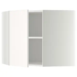 METOD corner wall cabinet with shelves, white/Veddinge white, 68x37x60 cm