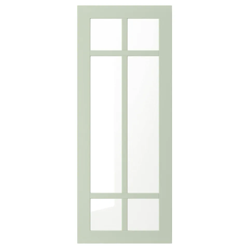 This image a STENSUND green glass door with a rectangular frame and four pane design.