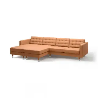 LANDSKRONA 4-seat sofa with chaise longues, Grann/Bomstad golden-brown/metal, Width 320 x Height 78 cm