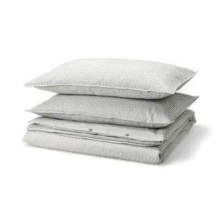 SOLFIBBLA duvet cover and 2 pillowcases, grey white/stripe, 200x200/50x80 cm