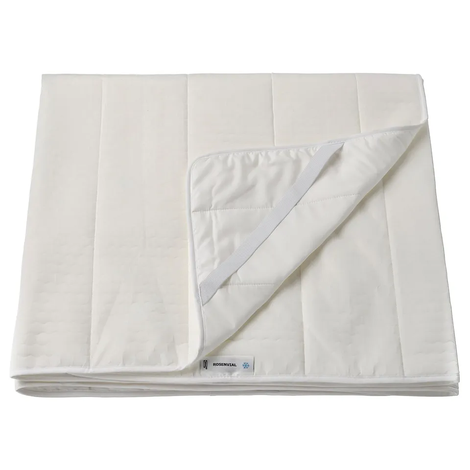 ROSENVIAL white mattress protector, rectangular, quilted, with elastic straps.