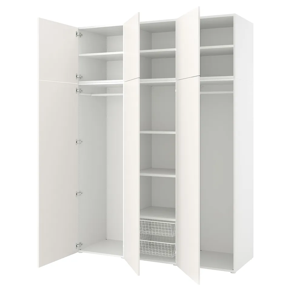 PLATSA Wardrobe w 6 doors, white/Fonnes white, 180x57x241 cm