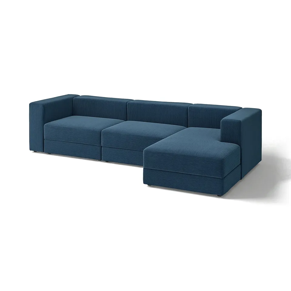 Blue JÄTTEBO modular sofa, modern design with storage, soft cushions.