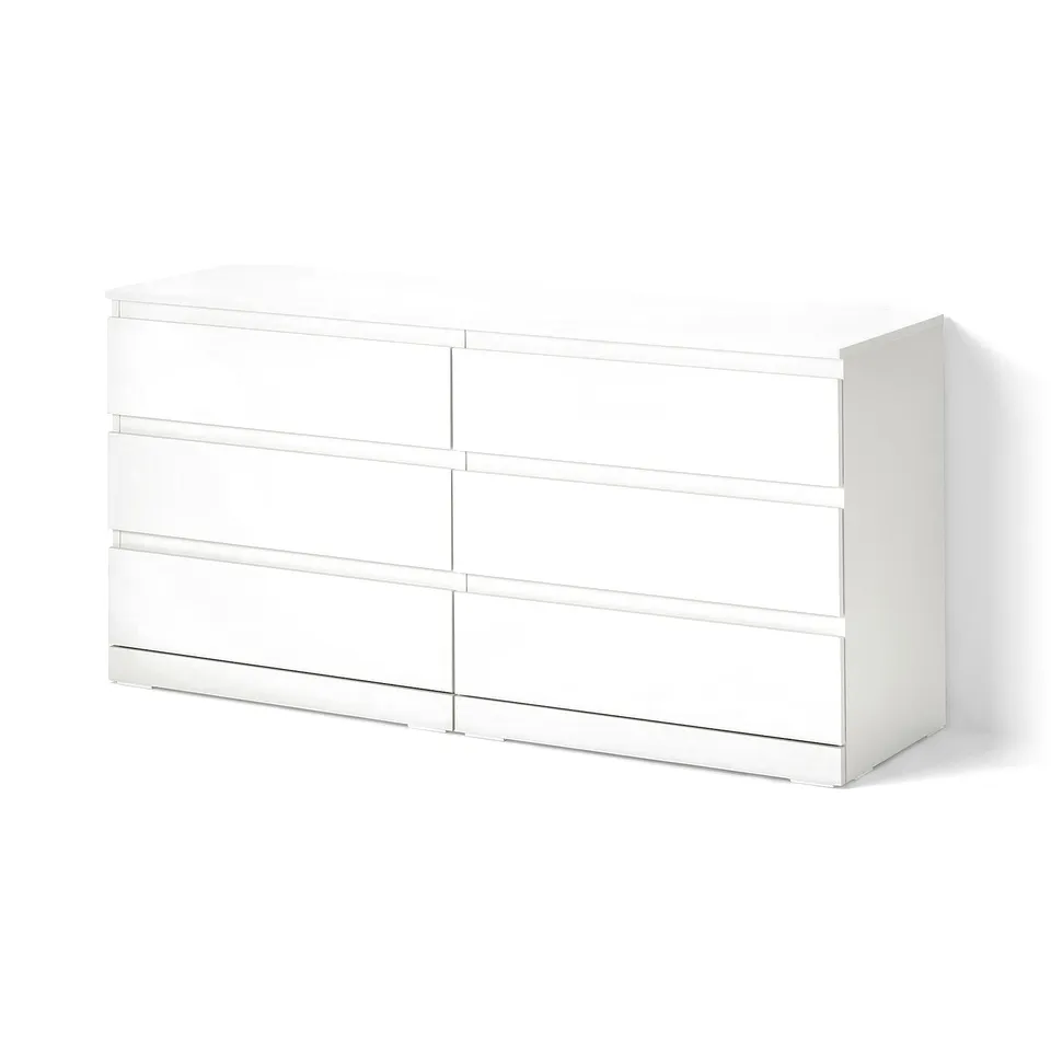 LILLBERGET Chest of 6 drawers, white, 140x43x68 cm