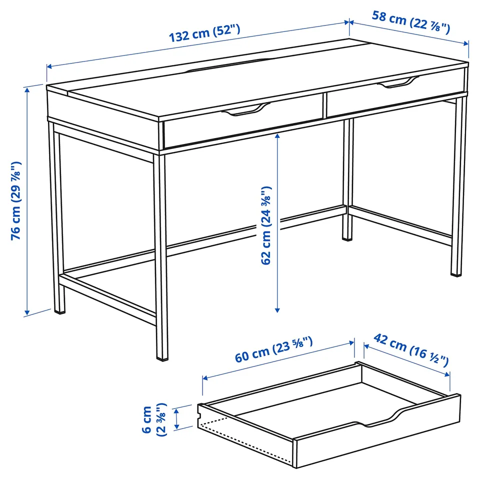 Illustration with measurements for the product: ALEX.
