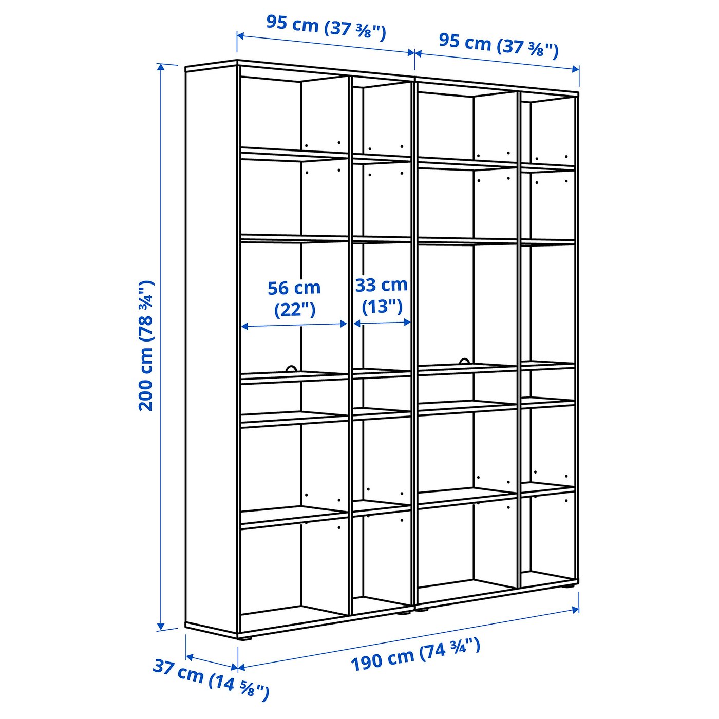 Illustration with measurements for the product: VIHALS.