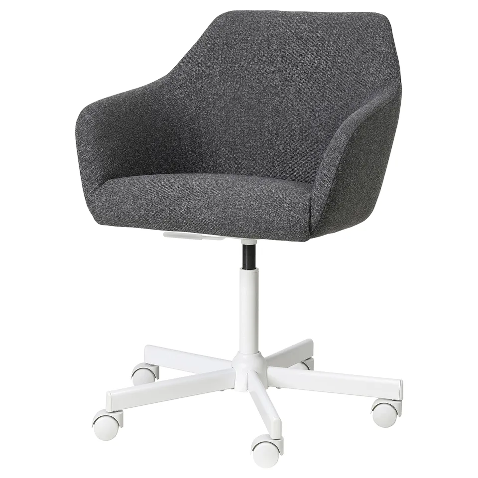 TOSSBERG grey office chair, soft & padded, five legs & casters, adjustable.
