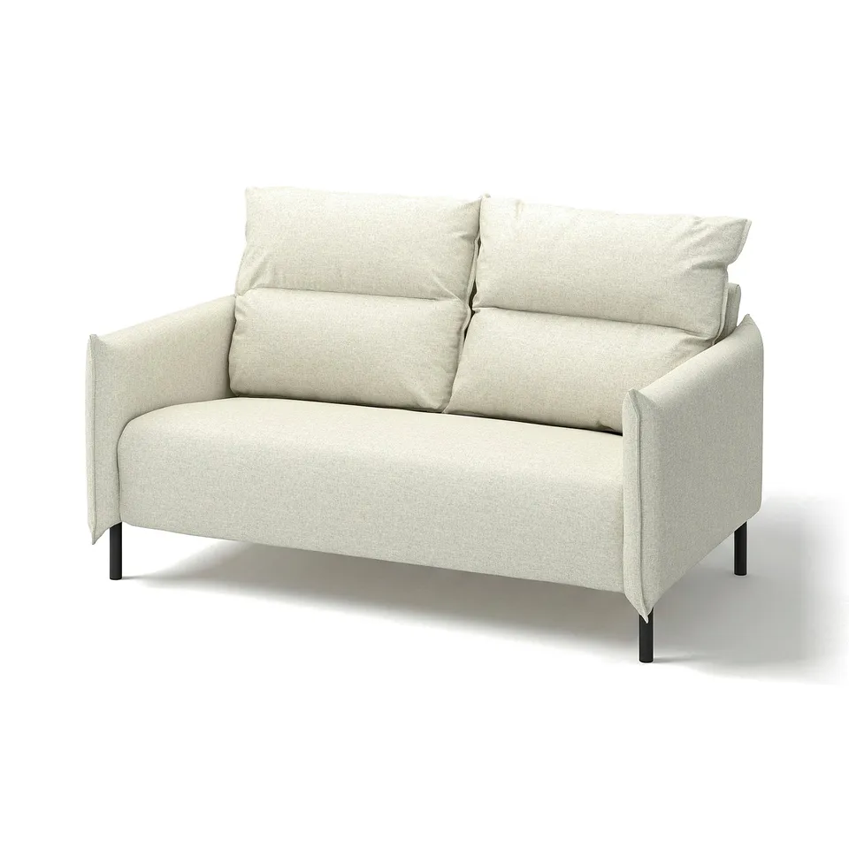 MANNARP light beige sofa, modern minimalist design with comfy cushions and high backrest.