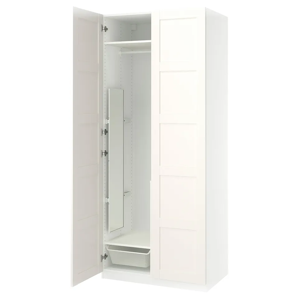 PAX / BERGSBO Wardrobe combination, white/white, 100x60x236 cm