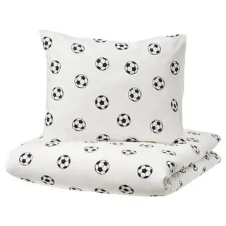 SPORTSLIG duvet cover and pillowcase, football pattern, 150x200/50x80 cm