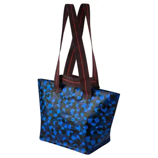 SPJUTSÖ carrier bag, blue patterned, 22x22x15 cm/7 l