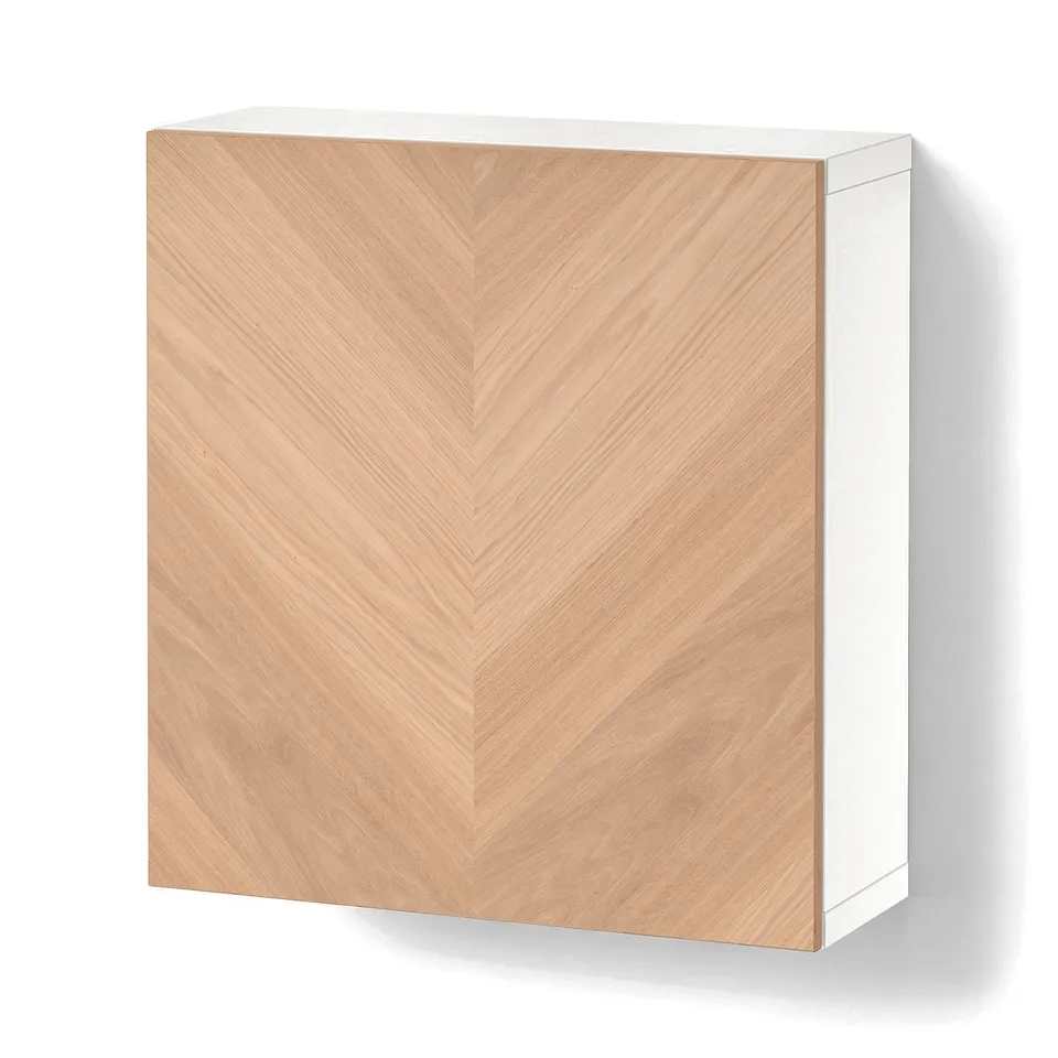 BESTÅ Wall-mounted cabinet combination, white/Hedeviken oak veneer, 60x22x64 cm