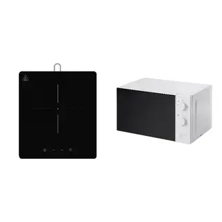 TILLREDA set: portable induction hob + microwave oven, 1 zone white + white, Width 27 x Depth 30.5 x Height 6.2 cm