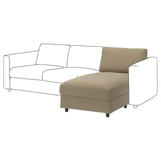VIMLE chaise longue section, Johanneshov brown-beige, Depth 164 x Width 81 cm