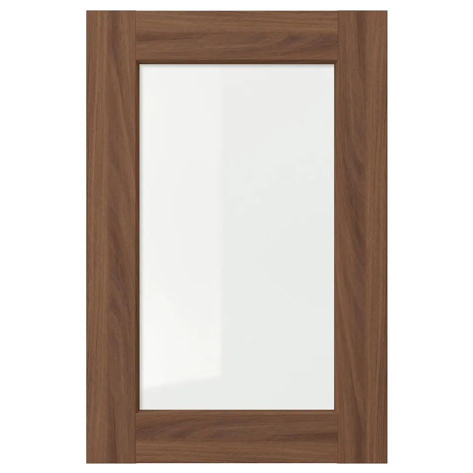 ENKÖPING: brown walnut wood veneer frame with clear glass centre, rectangular.