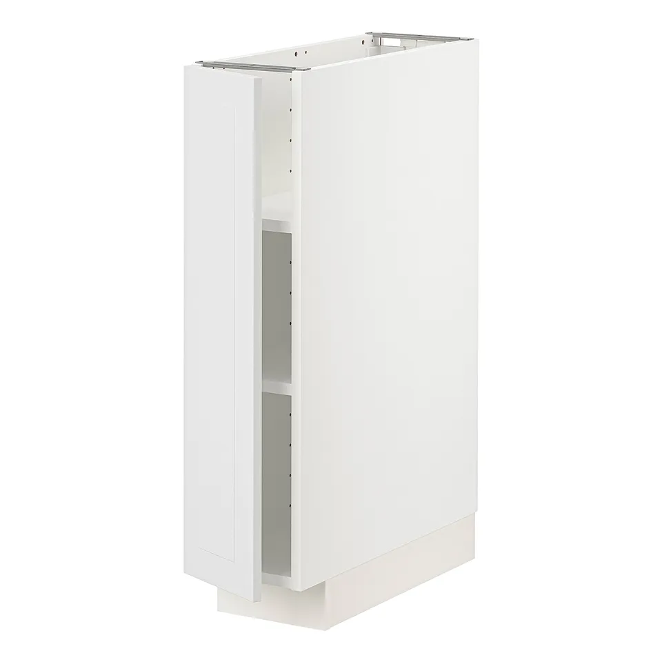 White METOD kitchen cabinet, rectangular, minimalist design, with single door and adjustable shelf.