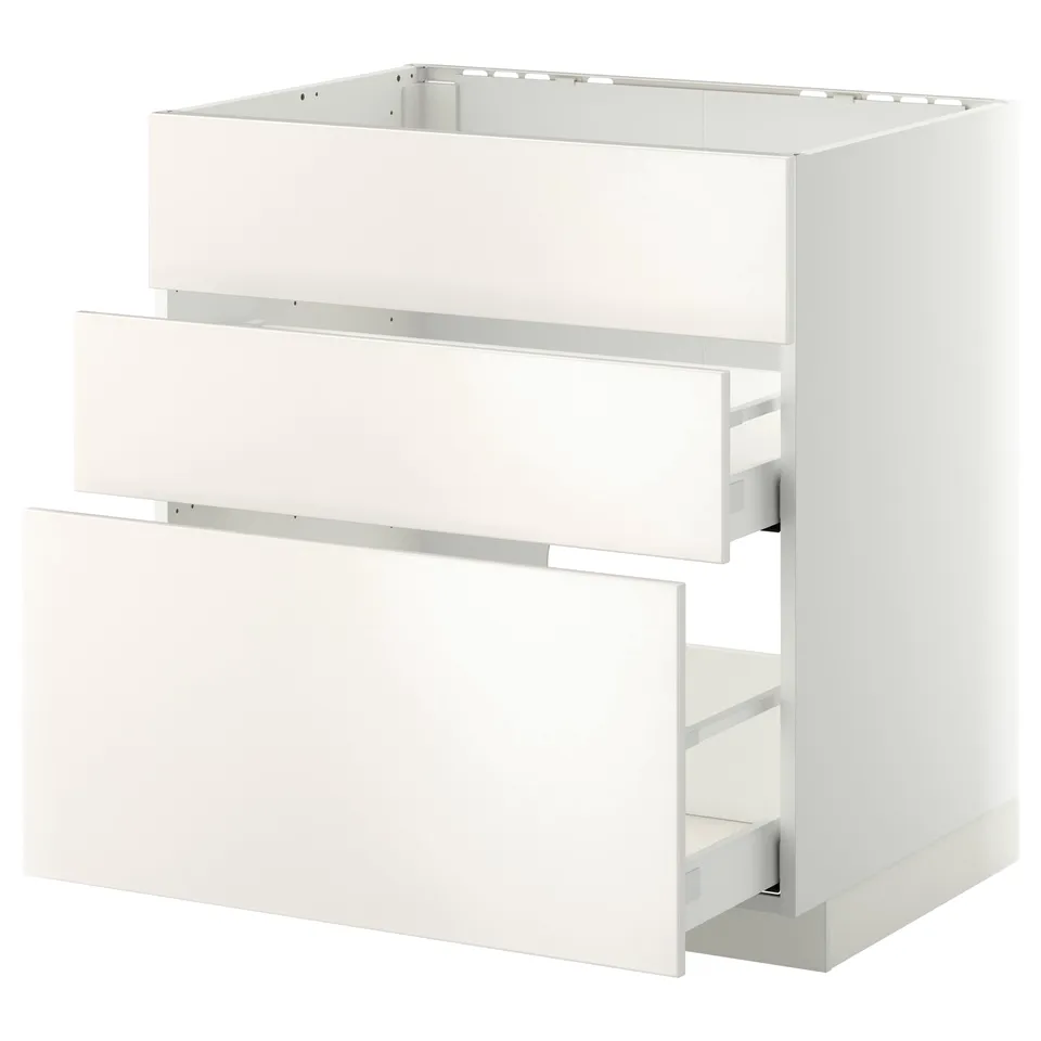 METOD white kitchen cabinet with drawers, modern design.