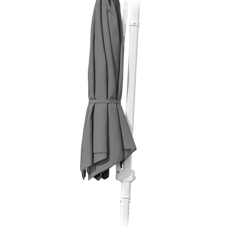 Parasol with upf 25+ uv protection folds neatly, maintaining clear view.