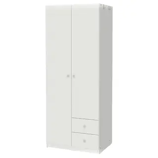 BRUKSVARA wardrobe with 2 doors and 2 drawers, white, 79x57x201 cm