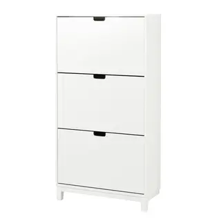 STÄLL shoe cabinet with 3 compartments, white, 79x29x148 cm