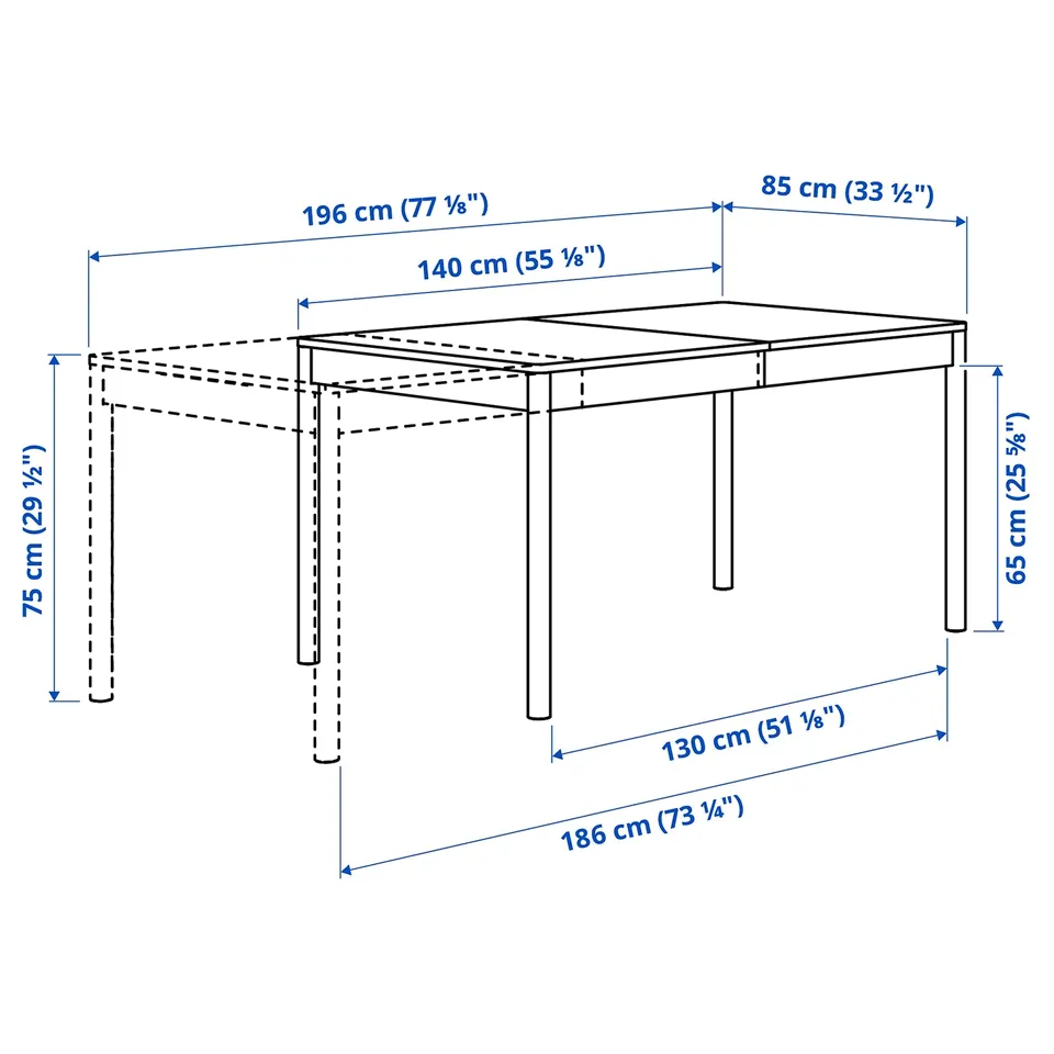 TONSTAD Table and 4 chairs, off-white/Tonerud dark beige, 140/196x85 cm