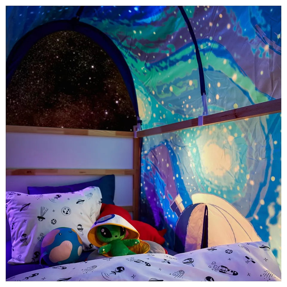 AFTONSPARV Duvet cover and pillowcase, space white/black, 150x200/50x80 cm