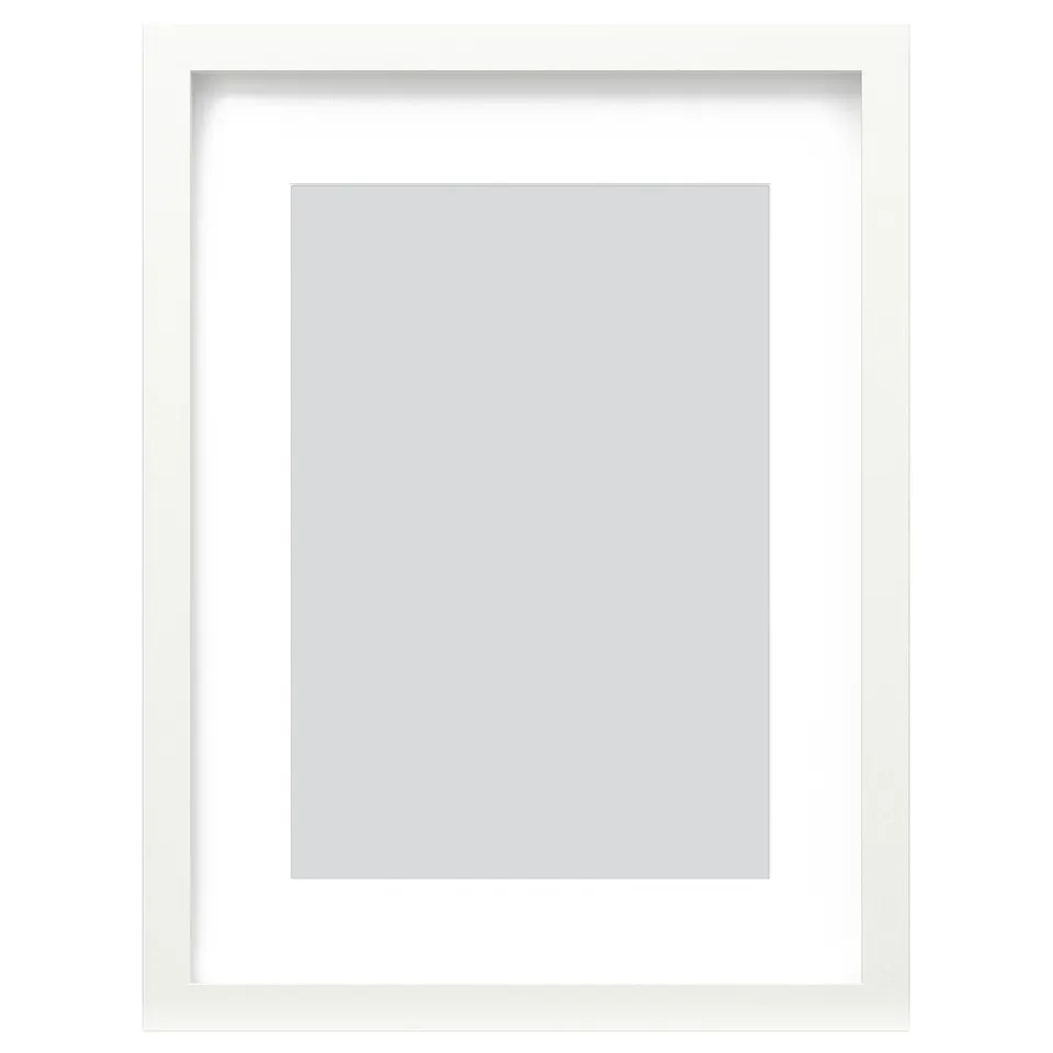 White RÖDALM modern rectangular frame with plastic front, optional mount.