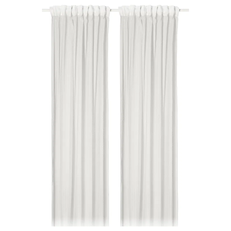 MATILDA Sheer curtains, 1 pair, white/with heading tape, 145x300 cm