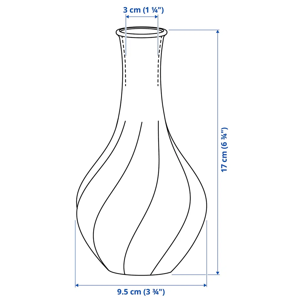 VILJESTARK Vase, clear glass, 17 cm