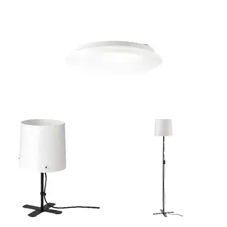 BARLAST set: LED ceiling/wall lamp + table lamp + floor lamp, white + black/white, 25 cm