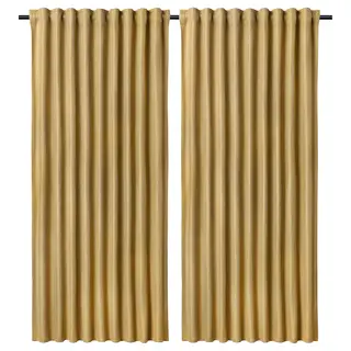 ANNAKAJSA room darkening curtains, 1 pair, yellow-brown/with heading tape, 145x300 cm