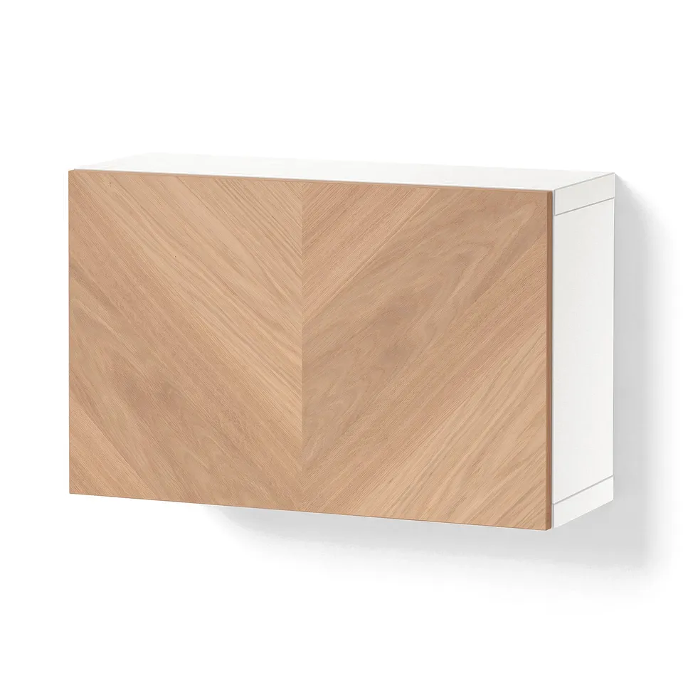 BESTÅ Wall-mounted cabinet combination, white/Hedeviken oak veneer, 60x22x38 cm