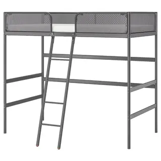 TUFFING loft bed frame, dark grey, 90x200 cm
