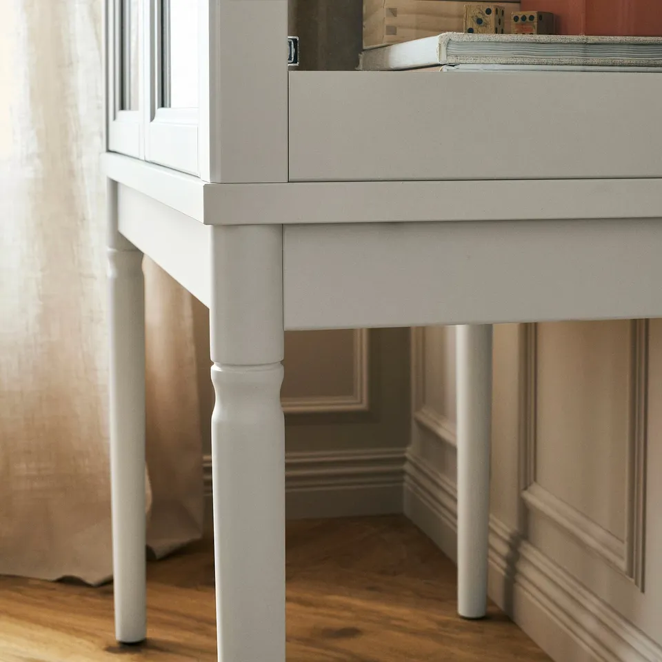 FÄRJKARL Glass-door cabinet, off-white, 87x45x161 cm
