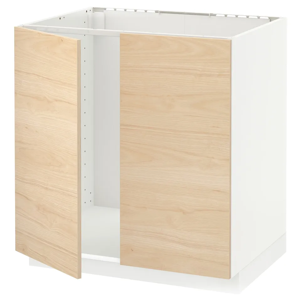 Ikea METOD kitchen unit, light wood, white frame, square, modern design.