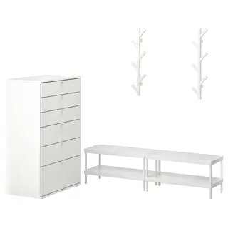 MACKAPÄR / VIHALS hallway furniture, set of 5, white, 78x32x40 cm