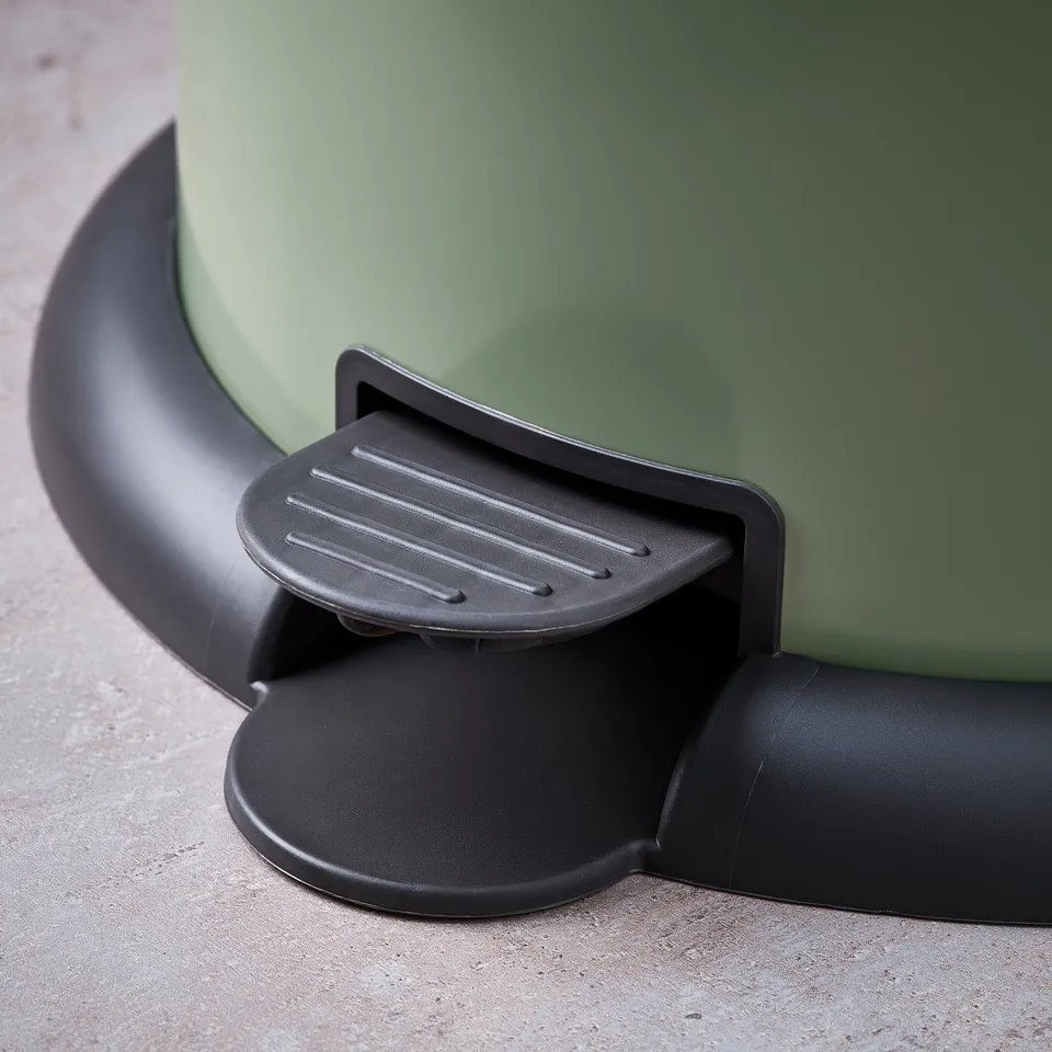 GÅNGSKYFFEL Pedal bin, grey-green, 18 l