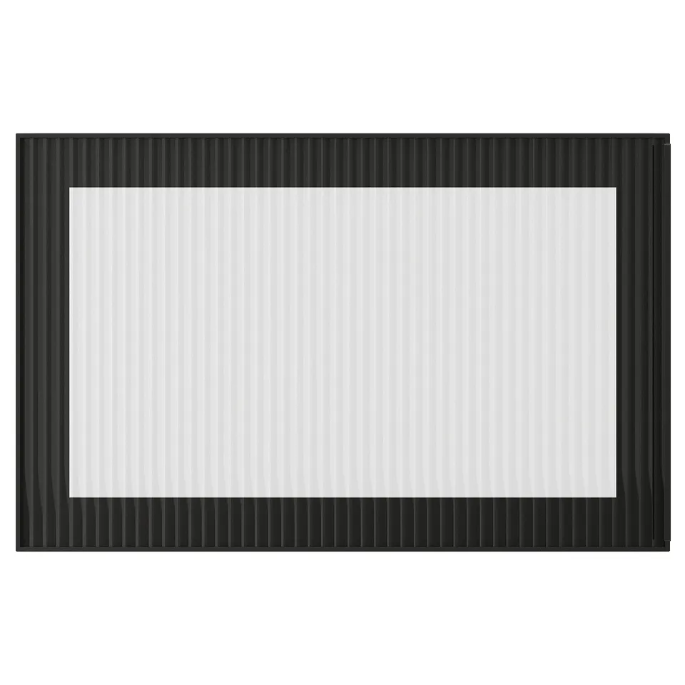 FÄLLSVIK: modern, dark grey, rectangular, glass-fronted cabinet with vertical lines for stylish storage.