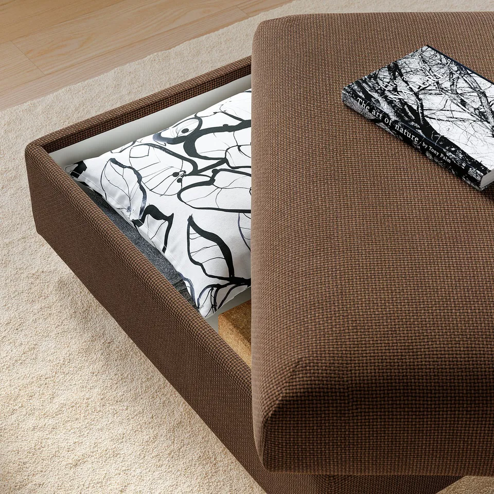 VIMLE Footstool with storage, Mosshed dark brown