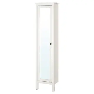 HEMNES high cabinet with mirror door, white, 49x31x200 cm